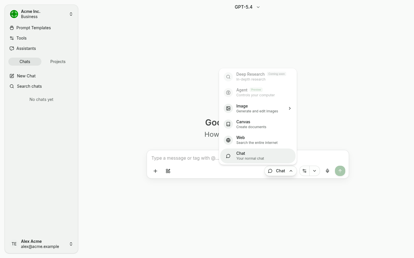 Chat mode picker