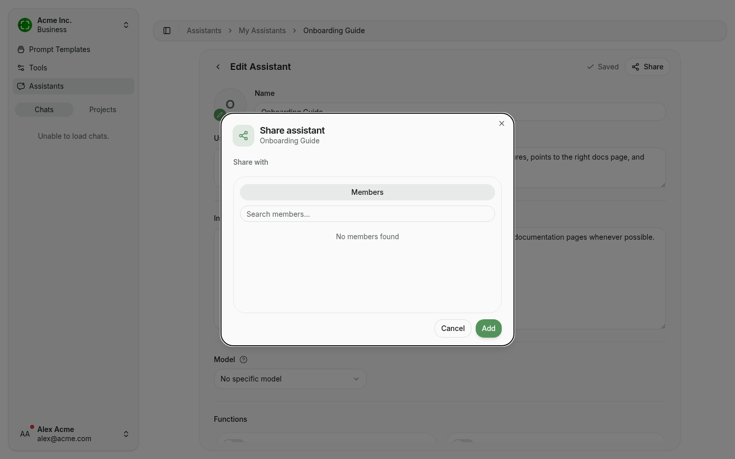 Add panel with member and group search
